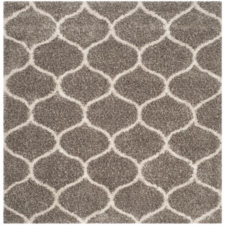 Safavieh 9 x 9 ft. Hudson Shag Power Loomed Square Area Rug; Grey & Ivory SGH280B-9SQ